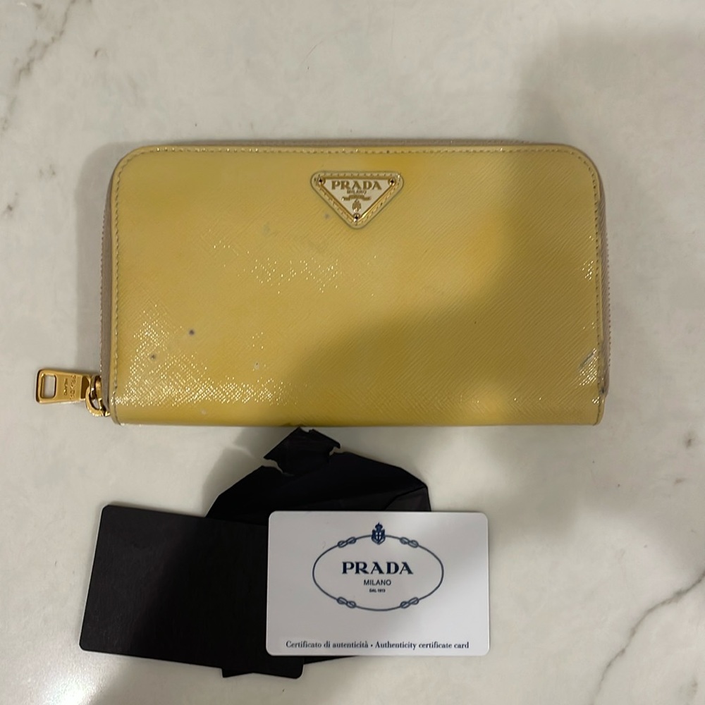 Prada zip long wallet - yellow